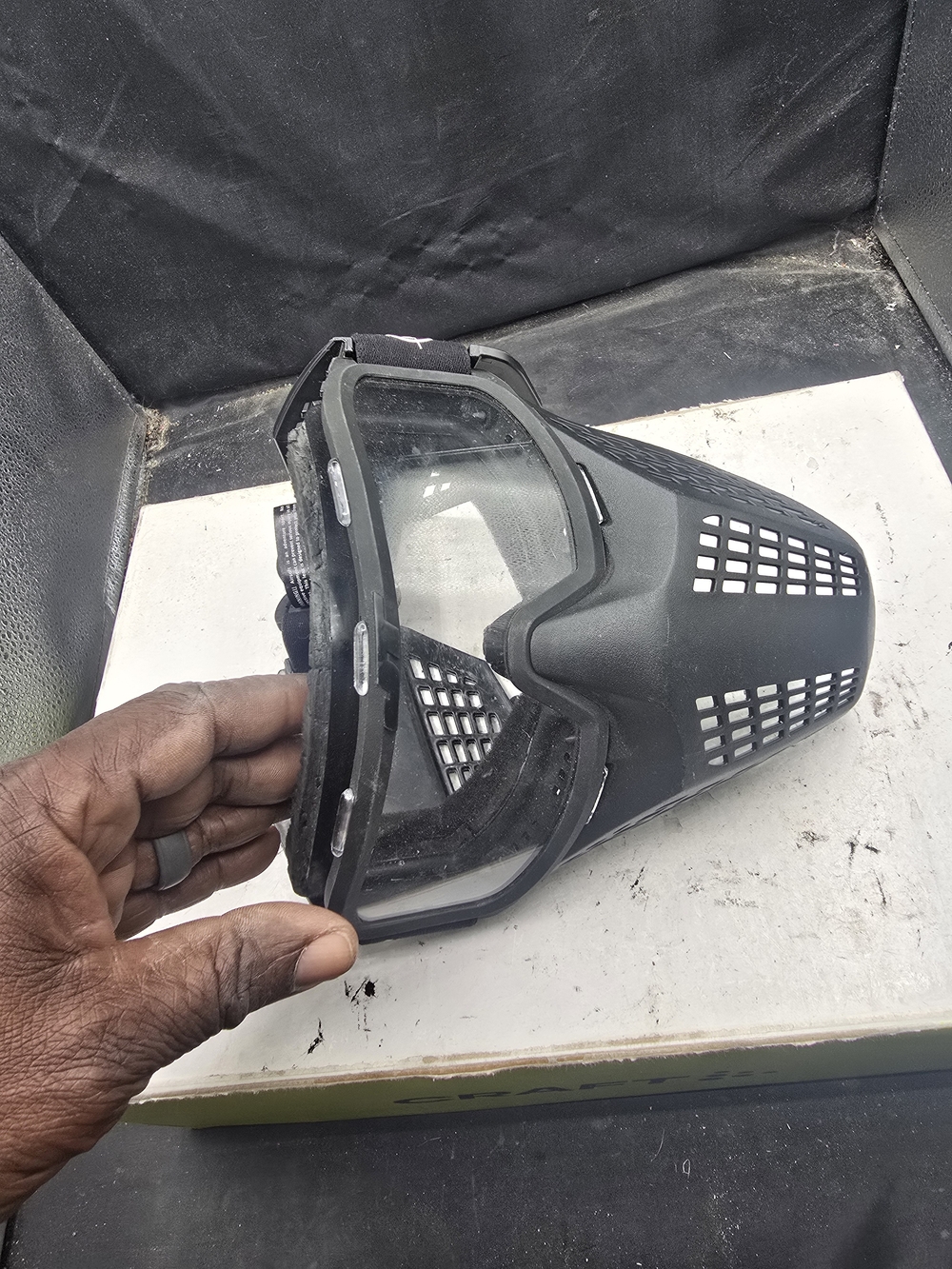 Black Full-Face VR/AR Protective Mask with Clear Lens